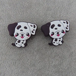 DALMATIAN PUPPY Shoe Charms for Shoes Wristbands Set Lot 2 Kawaii Cute Dog Spots - Picture 1 of 4