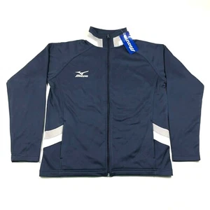 Mizuno Mens S Navy Blue Full Zip Running Biking Jacket Lightweight Mock Neck NWT - Picture 1 of 6