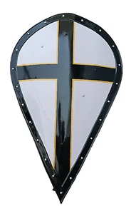Medieval Collectible Templar white 18 Gauge Knight Cross Armor Shield Replica - Picture 1 of 8