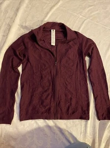 Fabletics Lady L/sleeve Lightweight Jacket Burgundy Sz L With Full Zipper Close - Picture 1 of 8