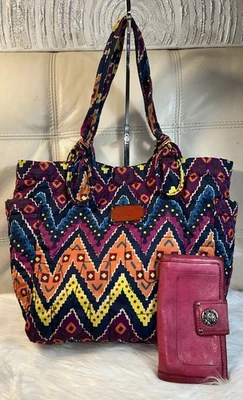 Marc Jacobs Bag Wallet Lil Tate  Tote Lightweight Nylon Pink Orange Purple - Image 1 of 4
