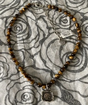 NWTag Brighton Ferrara VIRTUE BEAD OAK TREE Pendant Tiger Eye Necklace MSRP $118 - Image 1 of 3