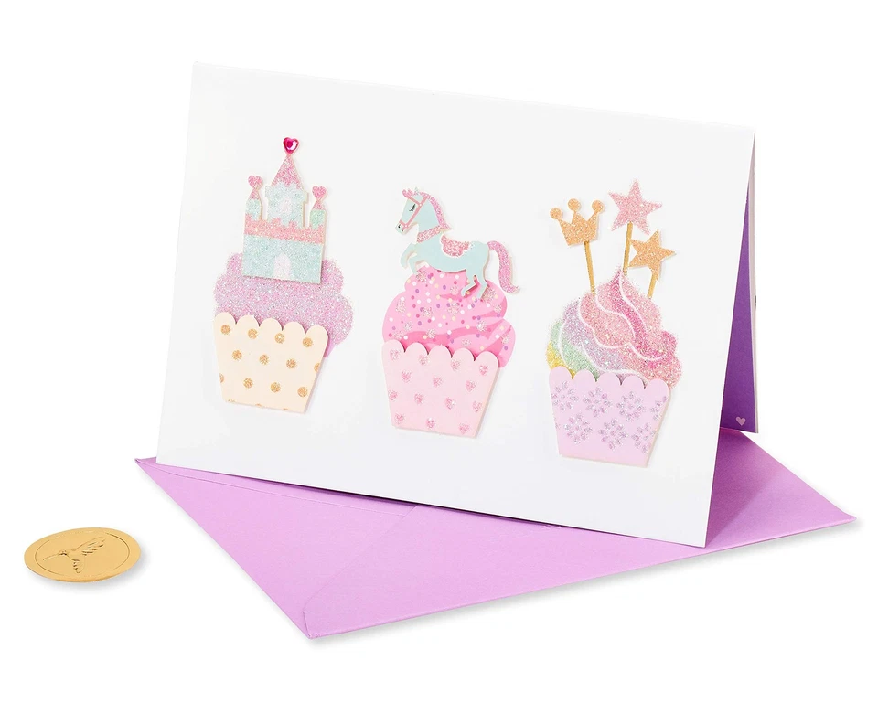 Papyrus Birthday Card for Girl Cupcakes (Sweet Fun Sparkly Special Wishes)