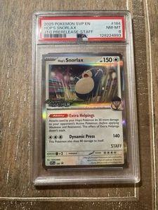 POKEMON 2025 JOURNEY TOGETHER HOP'S SNORLAX PRERELEASE STAFF 184 PSA 8 - Picture 1 of 2