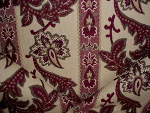 8-3/4Y KRAVET 14929 BURGUNDY SAND PALAMPORE FLORAL BROCADE UPHOLSTERY FABRIC - Picture 1 of 4