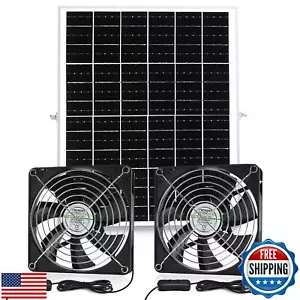 Fanspex IP67 Waterproof Solar Dual Fan Kit for outside Chicken Coop, 25W Sola - Picture 1 of 5