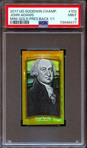 2017 UD Goodwin Champions #102 John Adams Mini-Gold Presidential Back #1/1 PSA 9 - Foto 1 di 2