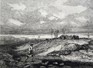 CHASSE au RENARD (de Decamps) - Gravure grand format du 19e siècle - Bild 1 von 2