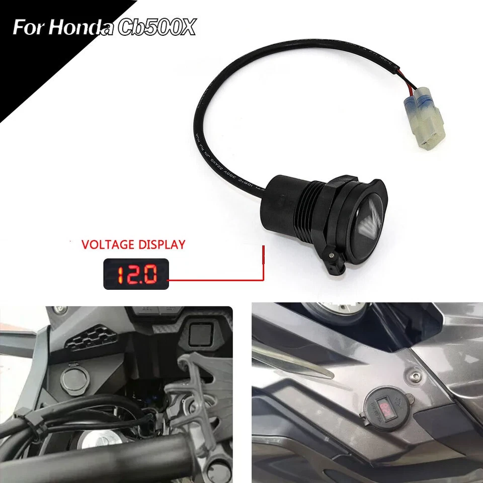 Adaptador de enchufe cargador USB doble con medidor de voltaje para motocicleta Honda Cb500X Foto 1 de 4