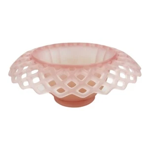 Plato consola fruta encaje abierto vidrio depresión rosa 11" esmerilado satinado - Imagen 1 de 12