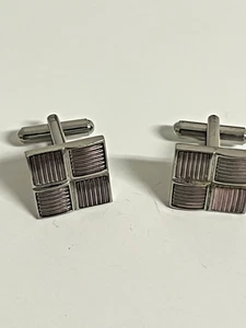 Vintage Silver Color Cufflinks with Copper/Bronze Accent - Picture 1 of 3