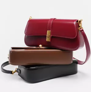 Vintage Genuine Leather Handbag Trendy High Quality Fashion Women's Baguette Bag - Picture 1 of 22