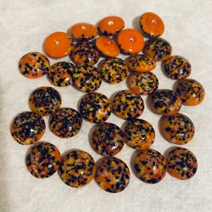 CK336 12mm Mandarine gesprenkelte runde Glasknöpfe, FB mit teilweiser Bohrung (30) - Bild 1 von 1