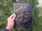  Large Seven Stone Handmade Black Leather journal Writing Spell Journal Notebook