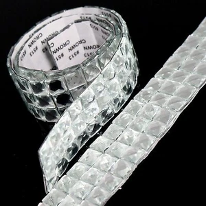 DIY 2M Mirror Mosaic Crystal Glass Tiles Self-adhesive Wall Sticker Home Decor - Picture 1 of 14