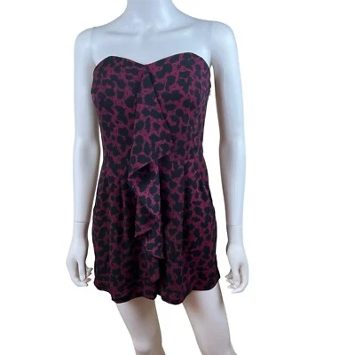 Pantalones Cortos Mameluco EXPRESS Rosa Negro Estampado Animal Leopardo Sin Tirantes Talla 4 Foto 1 de 4