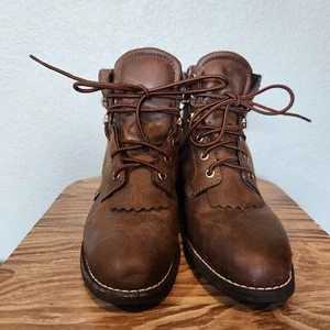 Women's Justin Brown Ankle Boot Kiltie Leather Lace Up Style JBL401 Size 6 C - Picture 1 of 8