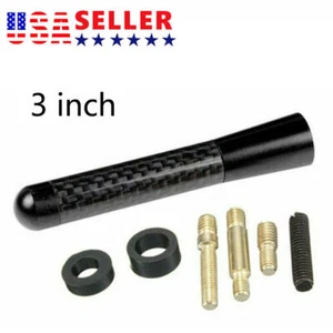 Car Antenna Carbon Fiber Radio FM 3inches Antena Black Kit Screw Universal US - Picture 1 of 3