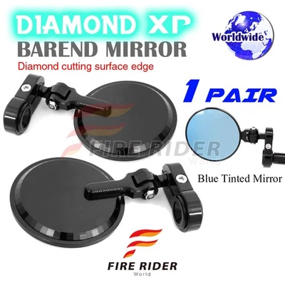 Foldable CNC Black Bar End Mirrors XP15 For Kawasaki ZRX 1100/ 1200 99-05 04 03 - Imagem 1 de 4