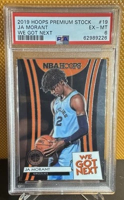 2019 PANINI HOOPS PREMIUM STOCK JA MORANT WE GOT NEXT #19 PSA 6 - Image 1 of 4