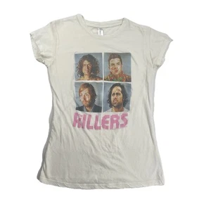 Vintage 2000s The Killers Band Mosaic Shirt White Y2K Baby Tee size Large - Picture 1 of 5