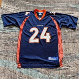 Men's Reebok Champ Bailey #24 Denver Broncos Blue NFL Football Jersey Sz Large - Picture 1 of 6