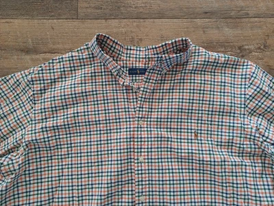 Polo Ralph Lauren Mens Oxford Button Shirt blue peach green check 4XLT - Image 1 of 4