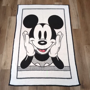 Vintage Biederlack Disney MICKEY MOUSE Large Throw Blanket 50"x74" USA - Picture 1 of 3