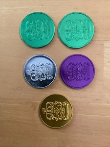 Krewe von Hermes Set (5) Dabloons Karneval grün lila gold silber - Bild 1 von 2