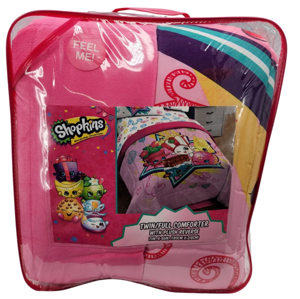 Edredón Shopkins Party Rosa Doble/Completo con Reverso de Felpa 71"X86" Bolsa DMG Foto 1 de 4