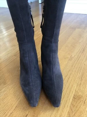 BOTAS ALTAS PRADA LOGO Marrón Gamuza Elásticas Talla 40,10 Italia Tacón con Cremallera Usadas en Excelente Condición Goma Foto 1 de 4