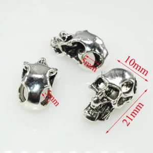 Doppelloch Charm Metall Totenkopf/Ninja Perlen für Paracord Schlüsselbänder - Bild 1 von 3