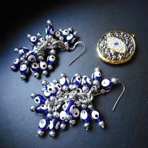 BÖSES AUGE 2er Set Silber Ohrringe Anhänger Boho blau Indie Naturecore Cottagecore - Bild 1 von 3