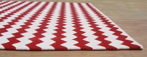 Chevron Zig Zag Red Modern Handmade Hand-Tufted 100% Wool Pile Area Rug Carpet - Picture 1 of 10