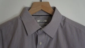 Jos A Bank Men's 1905 Navy White Brown Blue Check Cotton Dress Shirt 16 x 32 - Picture 1 of 9