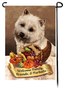 Thanksgiving Garden Flag - Wheaten Cairn Terrier 031B - Picture 1 of 1