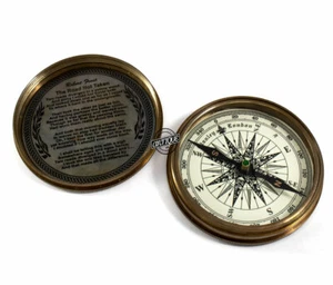 Brújula náutica de latón con tapa, poema Robert Frost, regalo para hombres, padre, hijo - Imagen 1 de 6