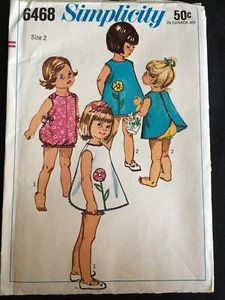 Pattern simplicity 6468 toddler playsuit, jumper, baby doll vintage, sz 2 - Picture 1 of 2