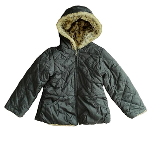Cherokee Girls Reversible Hooded Full Zip Black Cheetah Coat Jacket Size XS 4/5 - Picture 1 of 13