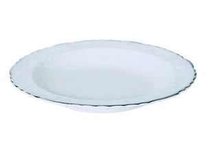 Pope Gosser Rose Point White Platinum Trim Raised Roses Rim Soup Bowl NEW - Picture 1 of 8