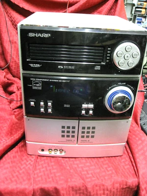 SHARP stereo MINI COMPONENT SYSTEM CD-ES777 Tapes play/ CD not work/ASIS no spkr - Image 1 of 4