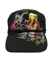 Miley Sirius Hannah Montana Faux Autograph Conductor Hat Rhinestones Black OSFM 