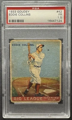 1933 Goudey Eddie Collins #42 PSA 1.5 Philadelphia Athletics Chicago White Sox - Image 1 of 2