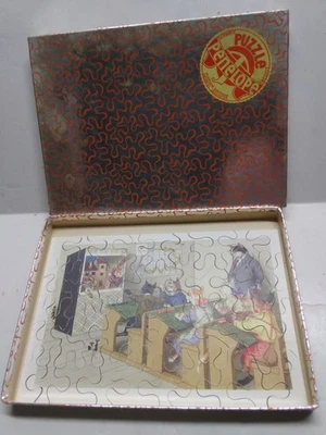 Vintage Suisse Wood Penelope Puzzle Switzerland 40 pc Cats in School Puppet Show - Image 1 of 4