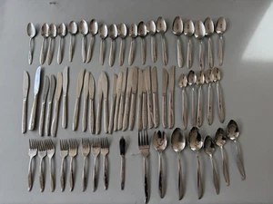 Mixed 62 piece LOT of Atomic Starburst Flatware - variety of styles MCM - Picture 1 of 15