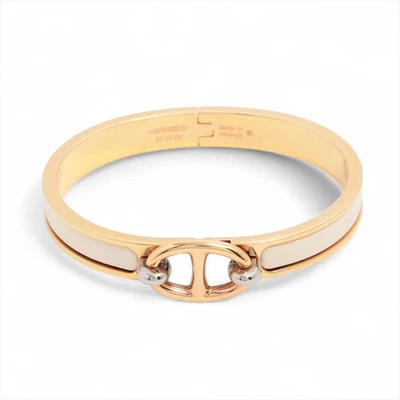 Pulsera Hermès Mini Clic Chaine D'Ancre FI1223 GP×Esmalte Marfil x Oro Foto 1 de 4