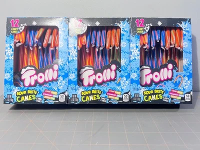 Bastones de caramelo Trolli Sour Brite Navidad 5,3 oz paquete de 3 36 piezas en total ~ 08/2027 Foto 1 de 4