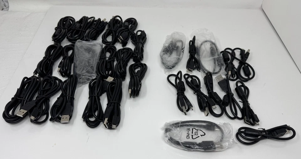 USB 2.0 A Male to Micro B Cable 17-48"  9- 12" 3-6" Total 29 Pieces - Image 1 of 1