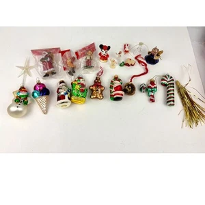 VTG Christmas Hand Blown Glass Ornaments Lot of 22 Holiday Santa Disney 1970s - Picture 1 of 24