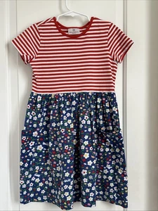 Hanna Andersson girls 130 8 multi color stripe flowers short sleeve dress - Picture 1 of 4